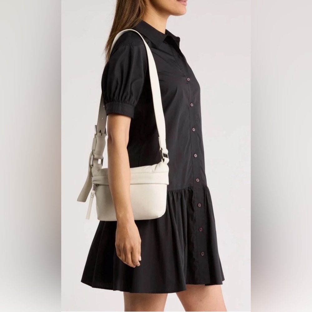 Allsaints Colette Soft Pebbled Leather‎ Pampas White Bone Crossbody Bag Purse
